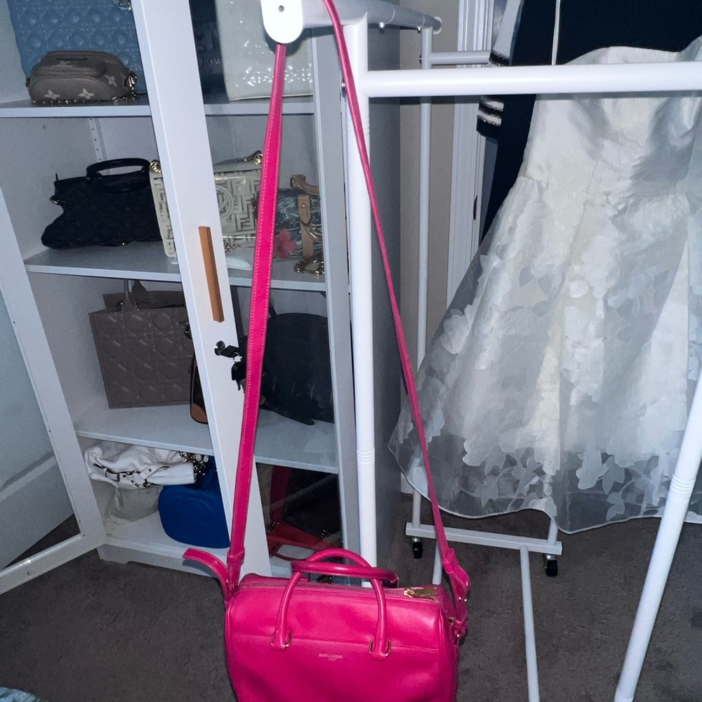 Saint Laurent Fuchsia bandoliere Bag w/removable crossbody strap - Picture 7 of 13